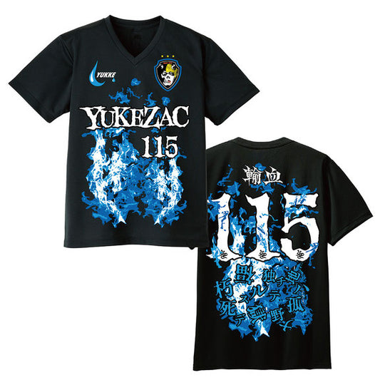 produced by YUKKE FC速乾性ユケザックサムライBLUE【ドライVネックTシャツ】